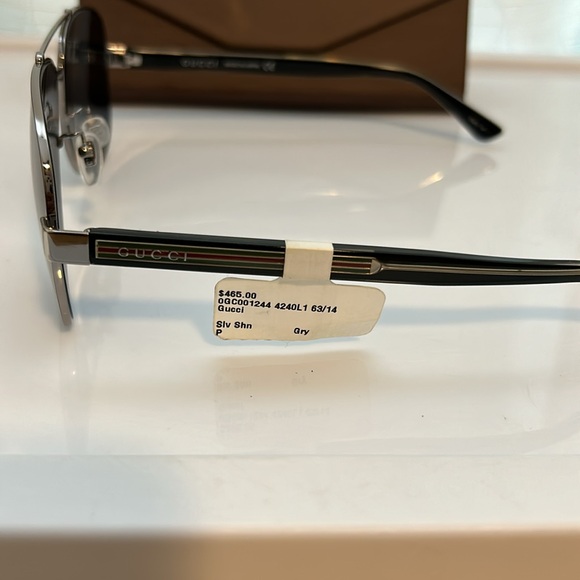 New GUCCI SUNGLASSES GC001244 4240L1 63/14 Slv Shn Gry polarized. Generic Case - Picture 5 of 11